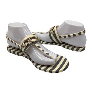 Kate Spade New York Blue Cream Striped Jelly Flat Sandals Size 8 Women’s